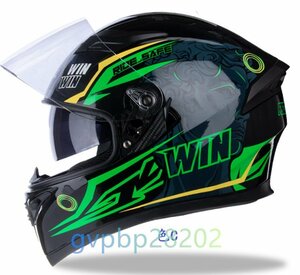 新品～ダブルレンズ バイク ジェット ヘルメット フルフェイスヘルメット 内蔵サングラス　サイズ、4色、選択可
