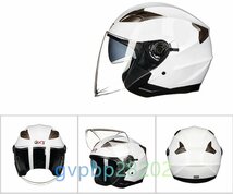 GXT ダブルレンズ ジェットヘルメット フルフェイスヘルメット 内蔵サングラス 通気 サイズ、8色　選択可能_画像2