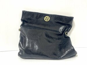 【中古】TORY BURCH トリーバーチ　2WAY ショルダー　クラッチバッグ　カバン　レザー　ブラック