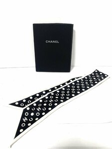 【中古】CHANEL シャネル　ツイリー　スカーフ　シルク100% ブラック　ホワイト