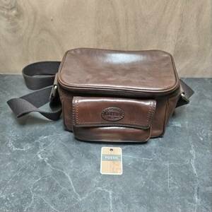 ☆FOSSIL フォッシル カメラバッグ カメラケース ショルダーバッグ カバン バッグ レザー ブラウン(中古品/現状品/保管品)☆