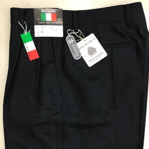 新品　未使用　激安　イタリア製生地使用　メリノウール100% スラックス　ゴルフパンツ　サイズ70 濃紺　2タック　滑り止め付き　日本製