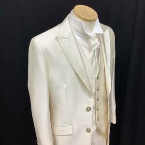 Y-LL size * white tuxedo, plain . glistening cloth long * three-piece .. also cloth exclusive use Thai attaching 