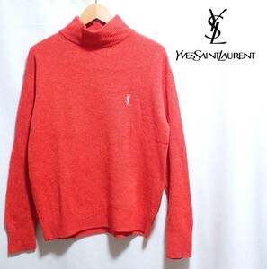 ☆シンプルで素敵です　☆YVESSAINTLAURENT　☆イヴ・サンローラン　ウールマーク　☆モックネック　☆ウールセーター　☆オレンジ系　☆L