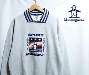 ☆MUNSINGWEAR　☆マンシングウエア　☆日本製　☆ゴルフウエア　☆ビッグロゴ　☆襟付き　☆トレーナー　☆プルオーバー　☆LL　