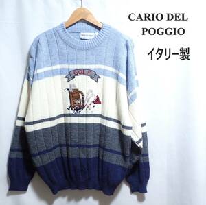 ☆イタリー製のおしゃれなニット　☆CARIO DEL POGGIO　☆ゴルフウエア　☆イタリー製　☆ウールセーター　☆プルオーバー　☆メンズ☆L　