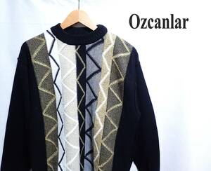 ☆おしゃれなデザインです　☆Ozcanlar　☆シェニール生地使用　☆デザインセーター　☆ニット　☆プルオーバー　☆ブラック　☆M～L相当