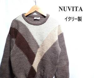 ☆イタリー製のおしゃれなセーター　☆NUVITA　☆デザインセーター　☆ウールセーター　☆プルオーバー　☆ブラウン系　