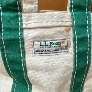 超希少 L.L.Bean ビンテージ トート バッグ エルエルビーン ミニトート フロント サイド タグ キャンバス グリーン R51215の画像1