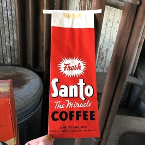 即決価格④ 50s ヴィンテージ コーヒー 1 Pound バッグ 紙袋 パッケージ デットストック / シャビー カントリー カフェ インテリア