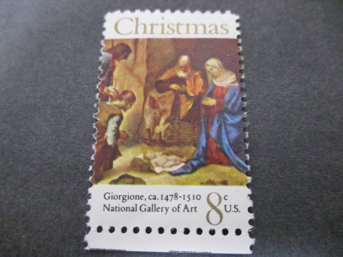 ★★ America 1971 [Christmas stamp (Giorgione's Adoration of the Shepherds)] Single piece, unused, NH with glue ★★ Religious painting/art, antique, collection, stamp, postcard, north america
