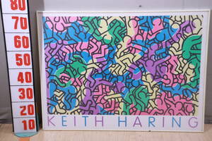 ポスター アートポスター 額装 KEITH HARING 額サイズ93cm×69.5cm 中古現状品■(F8444)