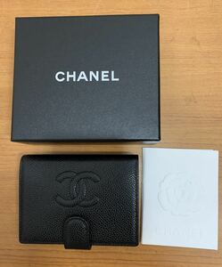 CHANEL シャネル キャビアスキン 二つ折り財布 がま口 ブラック 黒 ココマーク 11565657 ギャランティカード・共箱付き