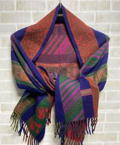  superior article KENZO Vintage multicolor total pattern wool shawl muffler 