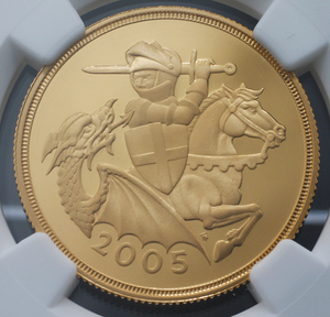 2005年 英国 イギリス エリザベス2世 2ポンド 金貨 NGC ULTRA CAMEO 金貨 PF70 最高鑑定 GOLD 2ソブリン 【2005盾と剣】