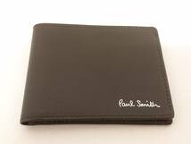 【美品】Paul Smith ポールスミス 本革レザー カードケース/名刺入れ/約7.7×10×1.2cm/カード入れ/ダークブラウン系/二つ折り/05SH120506_画像1