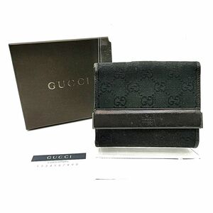 GUCCI　グッチ　GGキャンバス　Wホック　財布　ブラック　150385　W12　H10