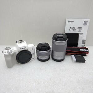 Canon EOS Kiss M2・ダブルズームキット ホワイト ミラーレス 一眼カメラ 中古