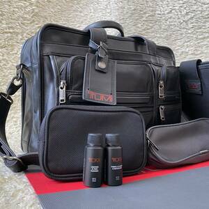 1円〜 未使用級 TUMI トゥミ メンズ ビジネス ALPHA2 エクスパンダブル オーガナイザー 2way オールレザー PCケース ポーチ オイル付き 黒