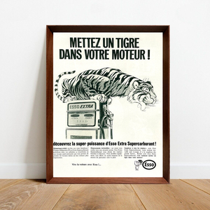 エッソ タイガー 広告 ポスター 1960年代 フランス ヴィンテージ 雑誌 【額付】