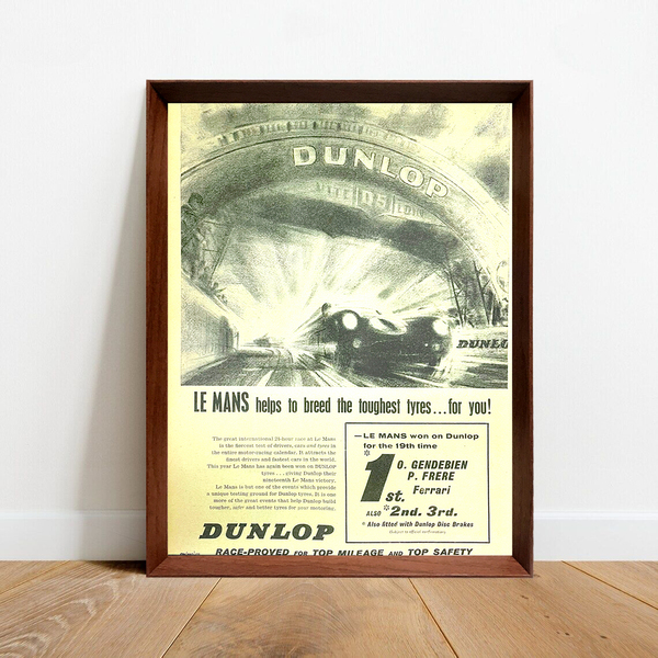ダンロップ ルマン24H フェラーリ 広告 ポスター 1960年代 フランス ヴィンテージ 雑誌 【額付】 