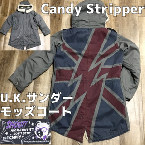 * beautiful goods * Candy Stripper candy - -stroke ripper U.K. Thunder Mod's Coat Union Jack lightning military coat outer Zipper