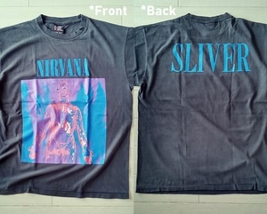 ★［ XL ］「 黒 / Nirvana Sliver ニルヴァーナ バンド ビンテージスタイル プリントTシャツ (*BIO) 」新品 *Travis Scott 着用design