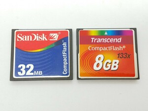 CFカード 2枚セット Transcend 8GB SanDisk 32MB コンパクトフラッシュ 未確認 現状品