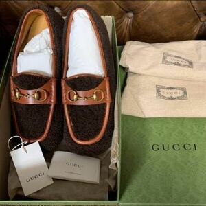 GUCCI ムートン ローファー ホースビット　BROWN 8