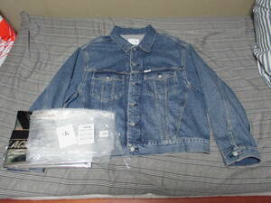 【1回着用・送料800円】PALACE × Calvin Klein CK1 Palace RELAXED TRUCKER DENIM JACKET Tinted Sandstone Indigo L カルバンクライン