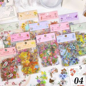 十二の花の妖精シリーズ 箔押し 12種480枚 PET フレーク 華やか ボタニカル 鮮やか 花 コラージュ