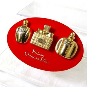 【在庫整理/同梱不可/発送のみ/送料無料/未使用】Christian Dior/ディオール Parfums 香水ボトル ピンバッジ 3個set POISON/DUNE/MISS DIOR