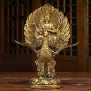 強くお勧め★純銅 手作り 工芸品 置物を置く収蔵品 仏像 仏教 孔雀明王