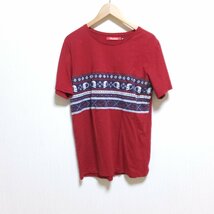 ★116　Russeluno　ラッセルノ　レッド×ネイビー　半袖　Tシャツ　XL　コットン100％　ゴルフ　赤　スカル　　【メ便】_画像1