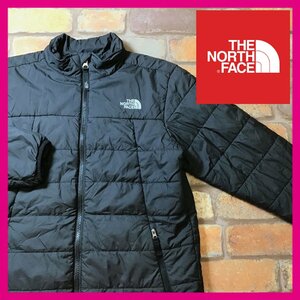 ME7-420★人気!!★海外正規品★保温◎【THE NORTH FACE ノースフェイス】刺繍ロゴ 中綿入り キルティングジャケット【ユース L 150】黒