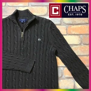 ME8-789★USA購入品★やや訳有格安★【CHAPS チャップス】ケーブル編み ハーフジップ セーター【レディース M】茶 ブラウン ニット