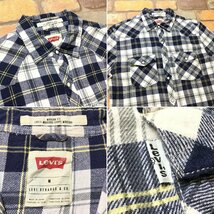 ME8-994◆お買い得♪◆正規品◆【Levi's リーバイス】白タブ チェック 長袖 フランネル ウエスタンシャツ【メンズ M】ネイビー スナップ_画像4