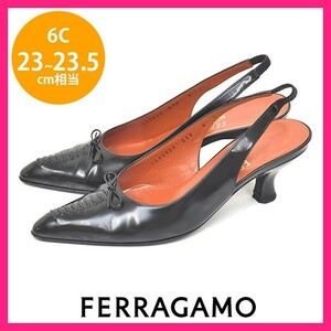 サルヴァトーレフェラガモ Salvatore Ferragamo リボン バックスリング パンプス ブラック 黒 6C(約23-23.5cm) sh23-0453