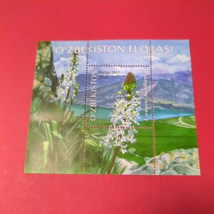ウツベキスタン記念切手小型シート 「花と風景」　未使用　　2017年　1種