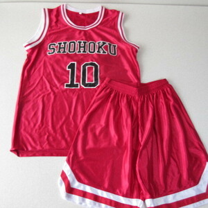 ○良品 SLAM DUNK スラムダンク◆上下セット セットアップ 湘北 桜木花道 10番 タンクトップ＆ショートパンツ◆レッド XLサイズ