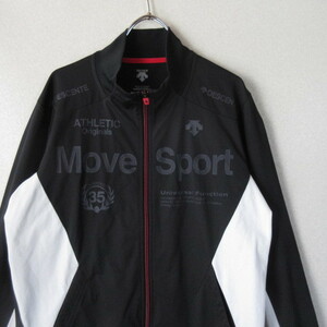 ○良品 DESCENTE MOVE SPORT デサント◆ジャージ ジャケット 薄手 DAT-1653◆メンズ ブラック/ホワイト Mサイズ