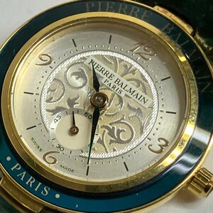 f001 Z4 Pierre Balmain ピエールバルマン 178.1150.3 腕時計 グリーン 革ベルト スモセコ スモールセコンド 電池交換済 動作品