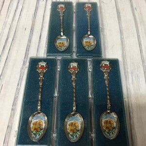 m001 E 送料520円 未使用保管品 スーベニアスプーン カリフォルニア 5本セット ポピー ステートフラワー California Poppy State Flower