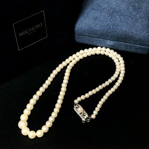 m001 Z3 ミキモト パールネックレス K14WGクラスプ ホワイトゴールド 7.3-3.6mm ベビーパール MIKIMOTO 御木本真珠