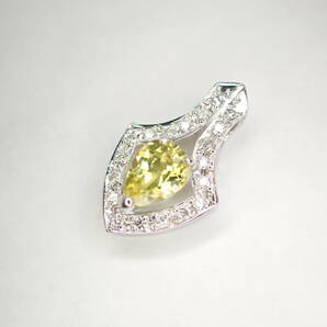 4/美品 Pt900 イエロートルマリン0.67ct ダイヤ ペンダントトップの画像1