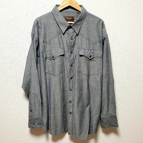 B69◆Walls Ranch Wear 長袖 ウエスタンシャツ size2XL グレー系 中古 USED 古着 ビッグサイズ オーバーサイズ