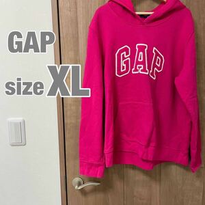 GAP ギャップ パーカー プルオーバー 長袖 古着 スウェットパーカー ビックロゴ スウェット 大きいサイズ ピンク