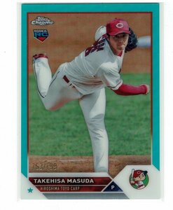 【益田武尚】2023 NPB Topps Chrome 199枚限定 アクアリフラクター ルーキーカード #163/199 カープ