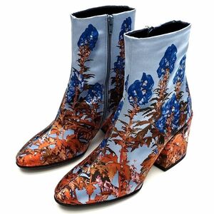 202312091 未使用品 DRIES VAN NOTEN サイドジップ ブーツ【サイズ：35】水色×オレンジ 定価95700円 ドリスヴァンノッテン レディース 