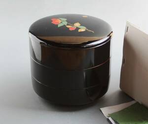 ■織・正月用品■会津塗　椿図三段重（重箱）ナショナル樹脂製
